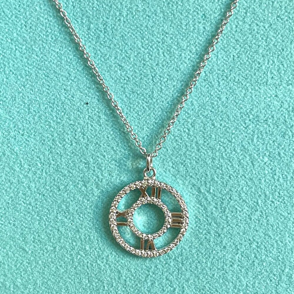 Tiffany & Co.  18K White Gold  Atlas Diamond Pendent Necklace